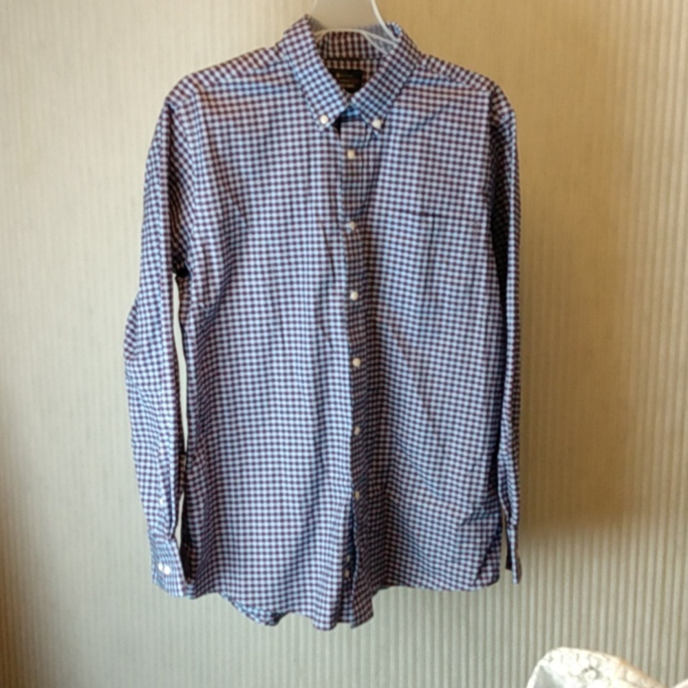 Member's Mark Stretch Oxford long sleeve button up shirt red & blue Sz L